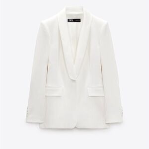 Zara Satin Lapel Collar Tuxedo Blazer